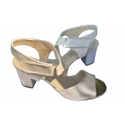 Sandały damskie skóra zlote-ecru obc.7cm nr37