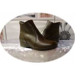 Skórzane botki brązowe ocieplane obcas 3,5 cm nr37