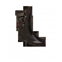 Botki skórzane brązowe wyższe koturn 4cm nr.37