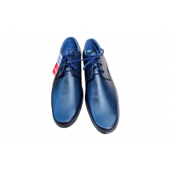 Eleganckie skórzane półbuty Moskała granatowe tęg G nr.36