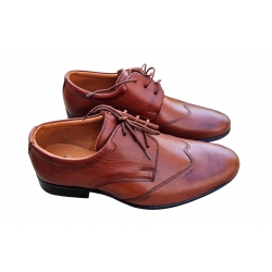 Wygodne skórzane półbuty dziecięce brązowe tęg G nr.34