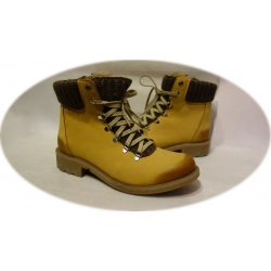 Trekingi damskie w kolorze musztardy obcas 3cm nr.37