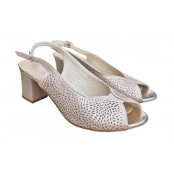Sandały damskie skórzane  beżowe obcas 5cm nr.37