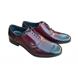 Eleganckie skórzane półbuty Moskała bordowe tęg G nr.42