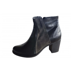 Botki damskie ze skóry czarne obc.7,5cm nr.41