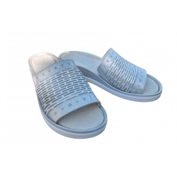 Klapki damskie ze skóry srebrne obc.4cm nr.38