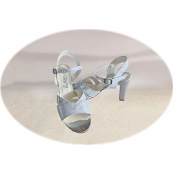 Sandały damskie skórzane srebrne obcas 8,5 cm nr.37