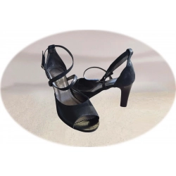 Sandały damskie ze skóry czarne obcas 7cm nr.37