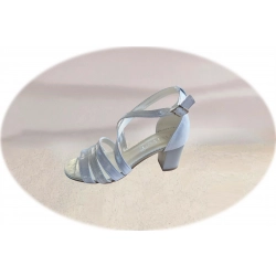 Sandały damskie ze skóry srebrne obcas 6 cm nr..36