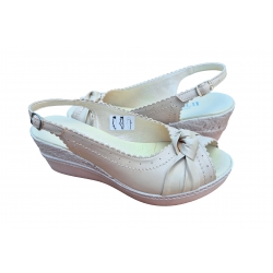 Sandały damskie Natalii ze skóry beżowe obc.6 nr.38