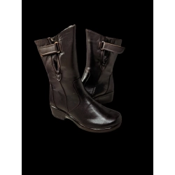 Botki skórzane brązowe wyższe koturn 4cm nr.37