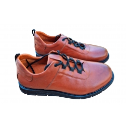 Eleganckie skórzane półbuty Brązowe tęg G nr.43