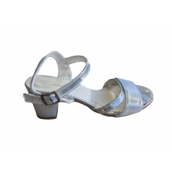 Sandały damskie ze skóry srebrne obcas 7 cm nr..36