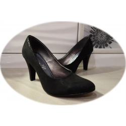 Skórzane czółenka Natalii czarne obcas 8 cm 41