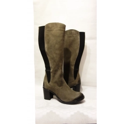 Kozaki   SKÓRA OBCAS  7 CM  NUBU POPIEL 36