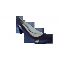 Skórzane sandały granatowe obcas 6 cm nr 40