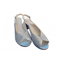 Sandały damskie ze skóry Srebro_satyna nr.37 obc.6