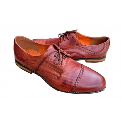Eleganckie skórzane półbuty Brązowe tęg G nr.42
