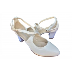 Sandały damskie ze skóry ecru obcas 6cm nr.37