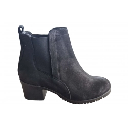 Botki damskie z nubuku czarne obc.6cm nr.37