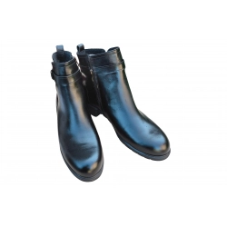 Bardzo szerokie botki czarne skórzane obc.4cm nr.40