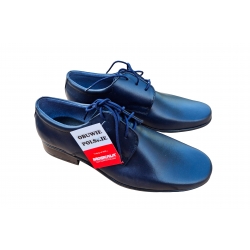 Eleganckie skórzane półbuty Moskała granatowe tęg G nr.37