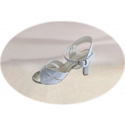 Sandały damskie skórzane srebrne obcas 8,5 cm nr.37