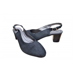 Sandały damskie ze skóry czarne obcas 5cm nr.37