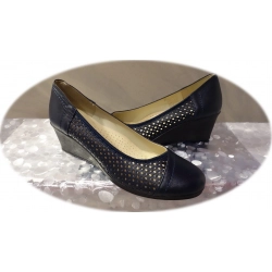 Czółenka damskie granat koturn 5cm nr.38
