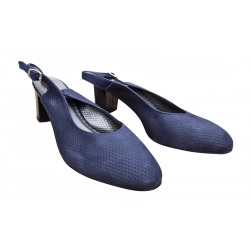Sandały damskie ze skóry granatowe obcas 5,5cm nr.37