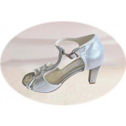 Sandały damskie skórzane srebrne obcas 7,5cm nr.37