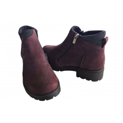 Botki damskie skórzane  burgund obc.4cm nr.37