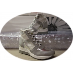 Skórzane buty sportowe popiel koturn 4,5 cm 37