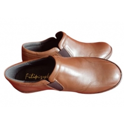 SKÓRZANE półbuty braz gumy szerokie nr38