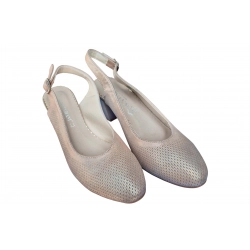 Sandały damskie ze skóry beżowe obcas 6cm nr.37