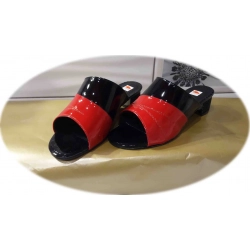 Klapki damskie czarno-czerwone obcas 4cm nr.41