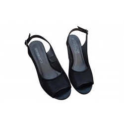 Skórzane czarne sandały obcas 7cm nr.37