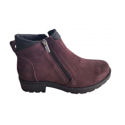 Botki damskie skórzane  burgund obc.4cm nr.37