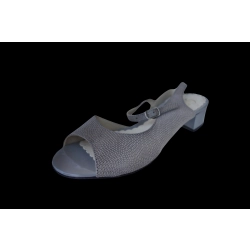 Skórzane sandały popielate obcas 4 cm nr 38