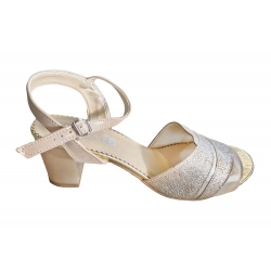 Sandały damskie ze skóry beżowe obcas 6cm nr.40