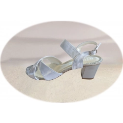 Sandały damskie skórzane srebrne obcas 6cm nr.40