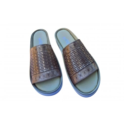 Klapki damskie ze skóry beżowe obc.4cm nr.36