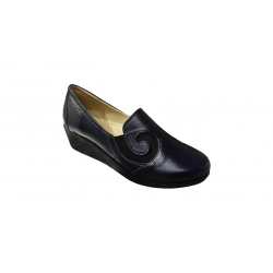 Mokasyny damskie granat koturn 5,5cm nr.38