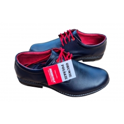 Wygodne skórzane półbuty dziecięce granatowe tęg G nr.34