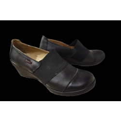 Skórzane półbuty czarne koturn 5,5 cm nr 41