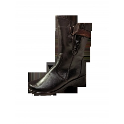 Botki skórzane brązowe wyższe koturn 4cm nr.37