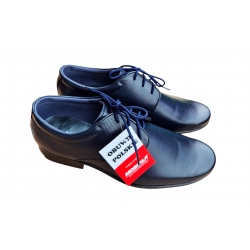 Eleganckie skórzane półbuty Moskała granatowe tęg G nr.37