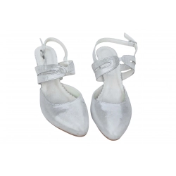 Sandały damskie skórzane  srebrne obcas 7cm nr.37