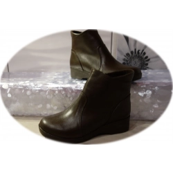 Skórzane botki brązowe ocieplane obcas 3,5 cm nr37