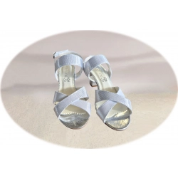 Sandały damskie skórzane srebrne obcas 5 cm nr.36